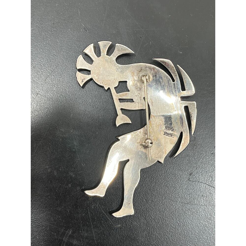 Vintage Nakai Navajo Sterling Silver Flute Pin Brooch